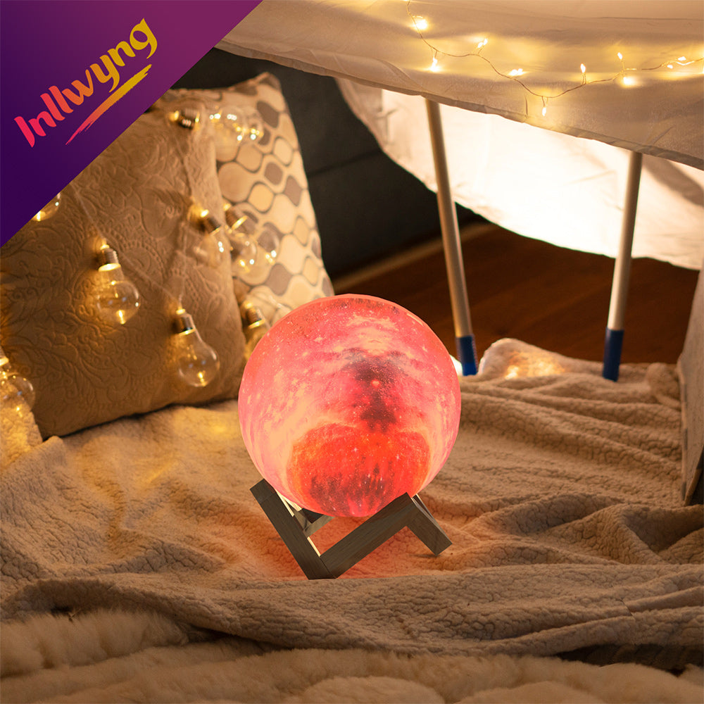 3D Moon Lamp with Wooden Stand