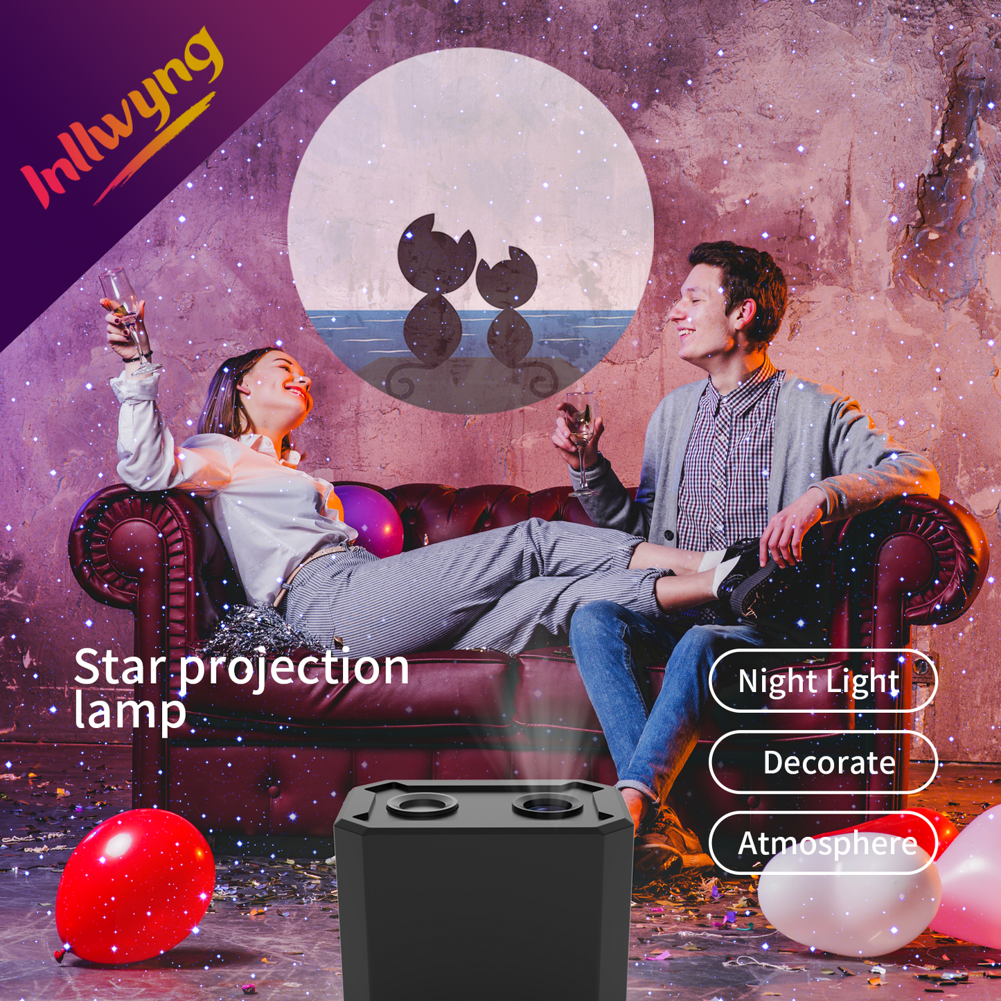 Starry Night Projector with Moon Design