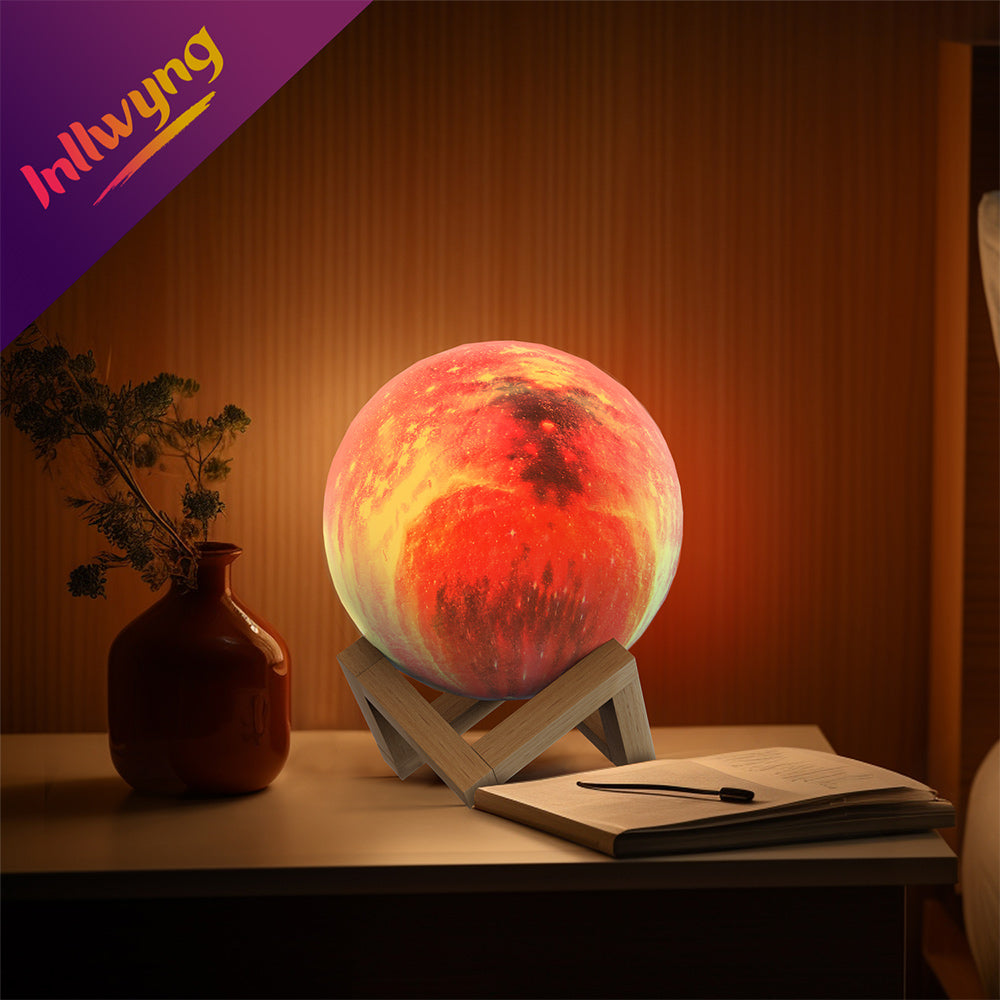 3D Moon Lamp with Wooden Stand
